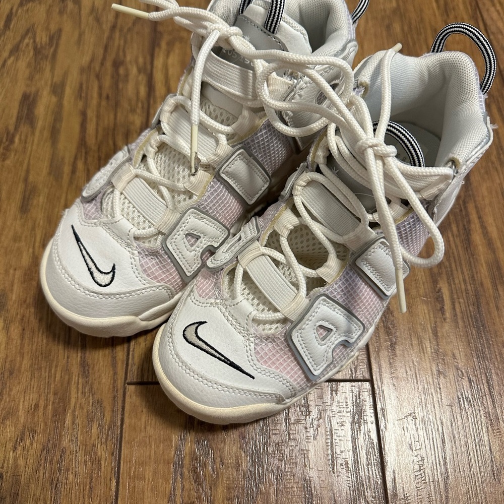 Nike Air More Uptempo unisex Big Kids Sneakers Pink and White